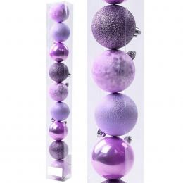 Vánoční plastové koule-fialová,12ks - zvětšit obrázek