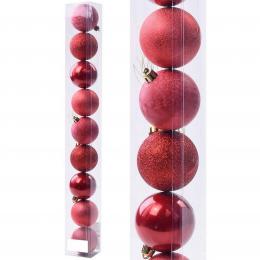 Vánoční plastové koule-červená,12ks - zvětšit obrázek